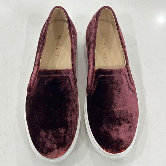 M. Gemi Cerchio Velvet Slip On Sneakers Maroon - Picture 1 of 5